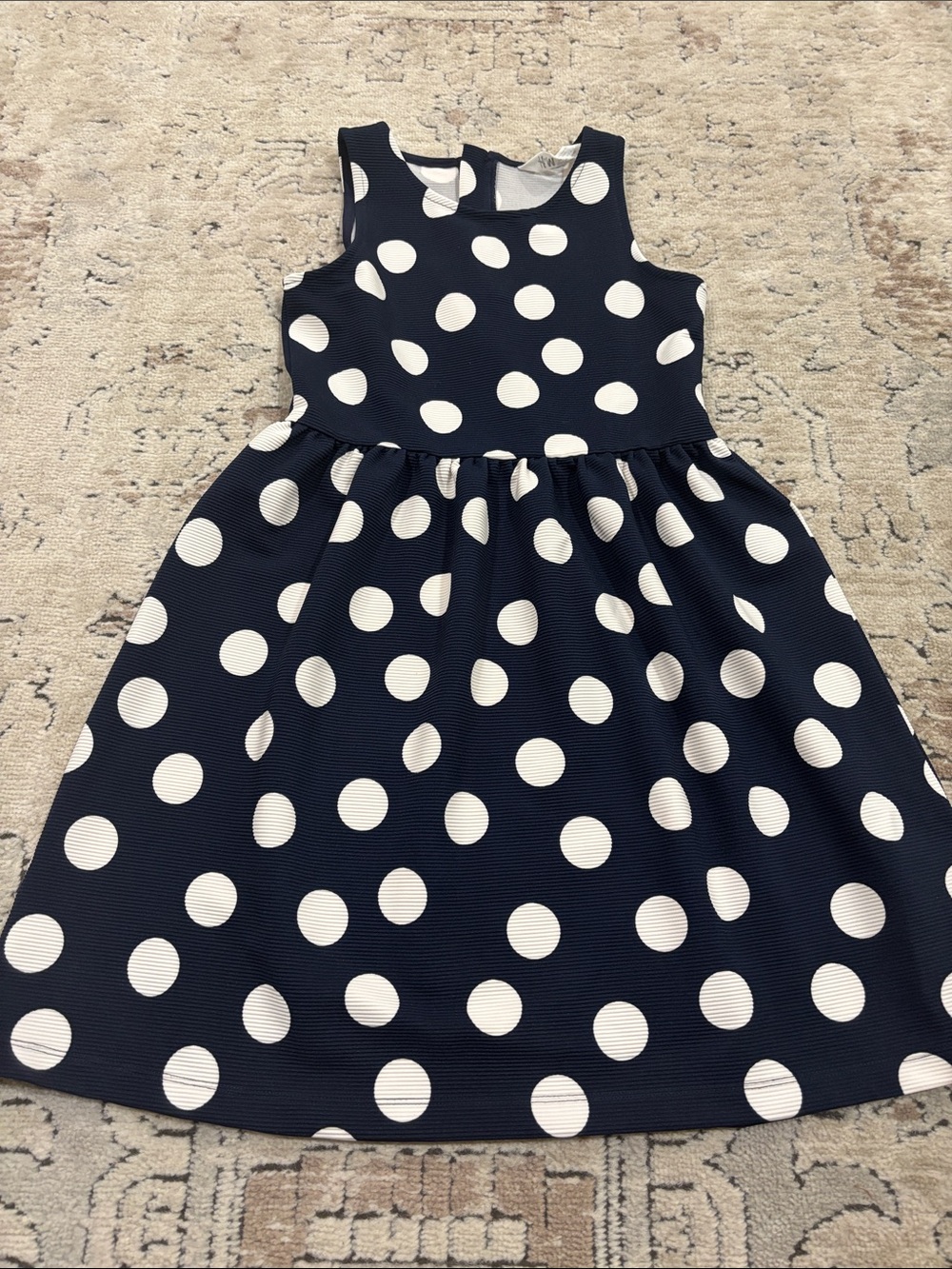 H&M Girls Navy Blue Polka Dot Sleeveless Dress 8-10